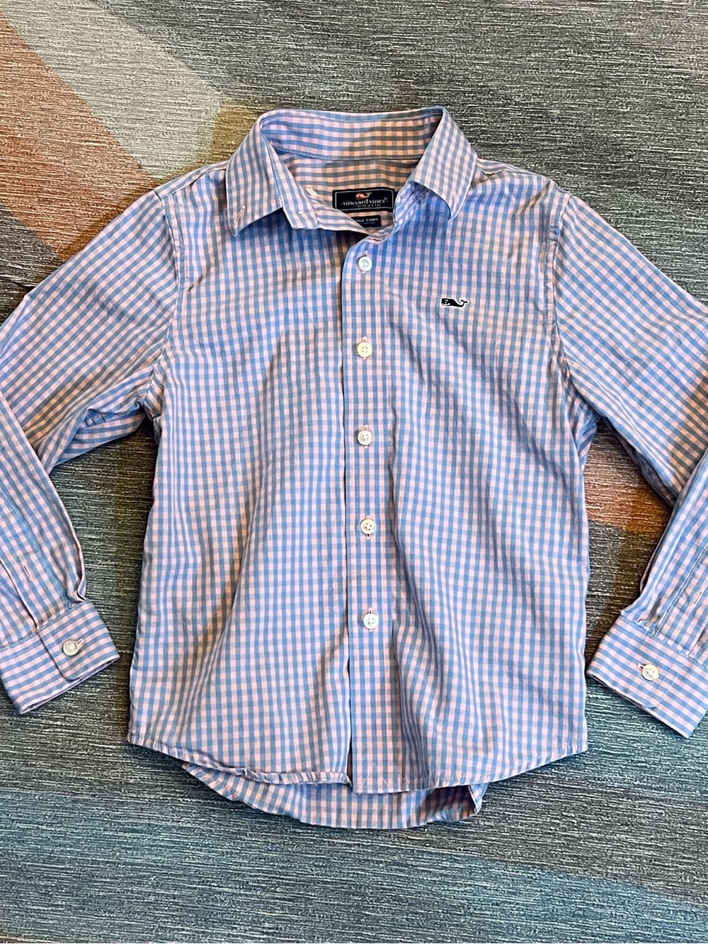 Vineyard Vines Pink & Blue Gingham Boys Button-Down Shirt